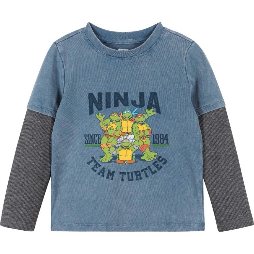 Andy & Evan Teenage Mutant Ninja Turtles Layered Tee (Slate Blue/Grey) Size 7